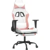 vidaXL Gaming-Stuhl mit Fußstütze Weiß und Rosa Kunstleder Modell 2