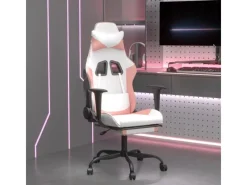 vidaXL Gaming-Stuhl mit Fußstütze Weiß und Rosa Kunstleder Modell 2