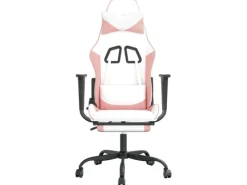 vidaXL Gaming-Stuhl mit Fußstütze Weiß und Rosa Kunstleder Modell 2