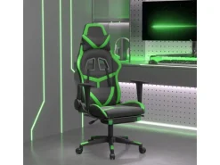 Hot vidaXL Gaming-Stuhl mit Fußstütze Schwarz und Grün Kunstleder Modell 3