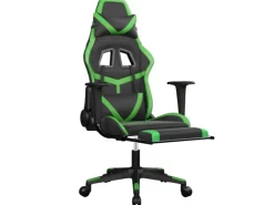 Hot vidaXL Gaming-Stuhl mit Fußstütze Schwarz und Grün Kunstleder Modell 3
