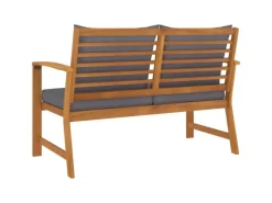 vidaXL Gartenbank 120 cm mit Dunkelgrauen Kissen Massivholz Akazie