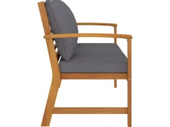 vidaXL Gartenbank 120 cm mit Dunkelgrauen Kissen Massivholz Akazie