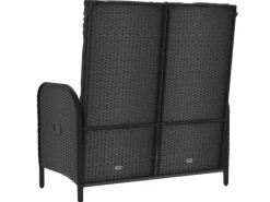 vidaXL Gartenbank mit Liegefunktion & Kissen 107cm Poly Rattan Schwarz