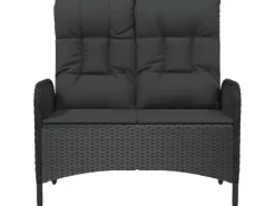 vidaXL Gartenbank mit Liegefunktion & Kissen 107cm Poly Rattan Schwarz