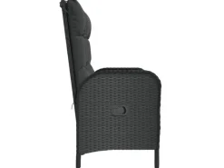 vidaXL Gartenbank mit Liegefunktion & Kissen 107cm Poly Rattan Schwarz