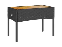 vidaXL Gartenbank 2-Sitzer mit Kissen und Tisch Schwarz Poly Rattan