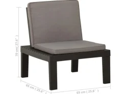 vidaXL Garten-Lounge-Stuhl mit Auflage Kunststoff Grau