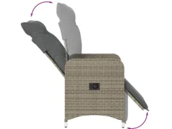 Online vidaXL Gartensessel Stahl Verstellbar mit Kissen Grau Poly Rattan