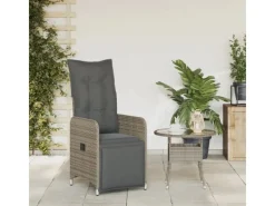 Online vidaXL Gartensessel Stahl Verstellbar mit Kissen Grau Poly Rattan