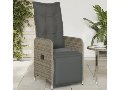 Online vidaXL Gartensessel Stahl Verstellbar mit Kissen Grau Poly Rattan
