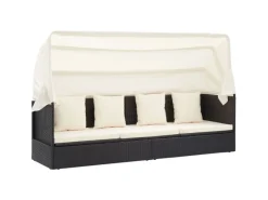 Hot vidaXL Garten-Sonneninsel mit Dach Schwarz Poly Rattan