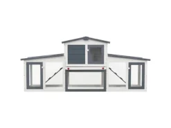 Clearance vidaXL Großer Kaninchenstall Grau und Weiß 204x45x85 cm Holz