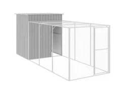 Sale vidaXL Hühnerkäfig mit Auslauf Hellgrau 165x455x181 cm Stahl Verzinkt