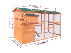 New vidaXL Hühnerstall Holz 295x163x170 cm