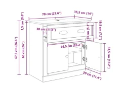 Hot vidaXL Highboard Schwarz Eichen-Optik 70 x 35,5 x 67,5 cm 881419 Eiche Schwarz
