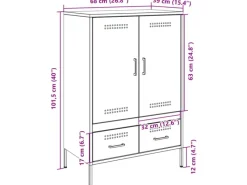 vidaXL Highboard Senf 68x39x101,5 cm Stahl 843111