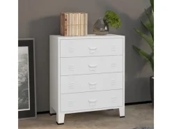 Outlet vidaXL Industrial Kommode mit Schubladen Weiß 78x40x93 cm Metall