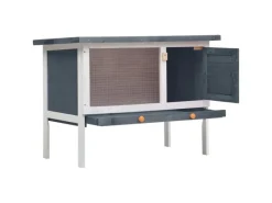 vidaXL Kaninchenstall 1 Ebene Grau Holz