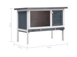 vidaXL Kaninchenstall 1 Ebene Grau Holz