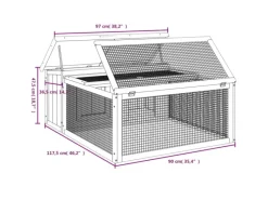 vidaXL Kaninchenstall Braun 117,5x97x47,5 cm Massivholz Kiefer