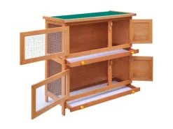 vidaXL Kaninchenstall Kleintierhaus Hasenstall 4 Türen Holz