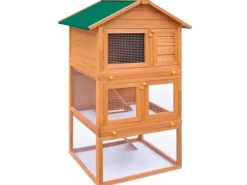 vidaXL Kaninchenstall Kleintierhaus Hasenstall 3 Ebenen Holz