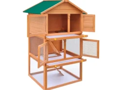 vidaXL Kaninchenstall Kleintierhaus Hasenstall 3 Ebenen Holz