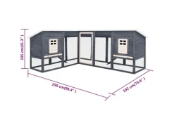 Sale vidaXL Kaninchenstall mit Freilauf Grau und Weiß Tanne Massivholz