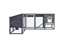 Sale vidaXL Kaninchenstall mit Freilauf Grau und Weiß Tanne Massivholz