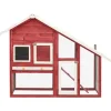 vidaXL Kaninchenstall Rot und Weiß 140x63x120 cm Tanne Massivholz