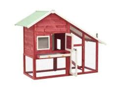 vidaXL Kaninchenstall Rot und Weiß 140x63x120 cm Tanne Massivholz