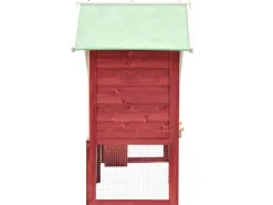 vidaXL Kaninchenstall Rot und Weiß 140x63x120 cm Tanne Massivholz