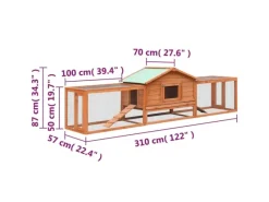 Best vidaXL Kaninchenstall 310x70x87 cm Kiefernholz & Tannenholz