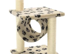 vidaXL Katzen-Kratzbaum Sisal 65 cm Beige Pfoten-Aufdruck