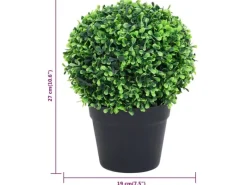 vidaXL Künstliche Buchsbäume 2 Stk mit Topf Kugelform Grün 27 cm
