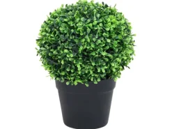 vidaXL Künstliche Buchsbäume 2 Stk mit Topf Kugelform Grün 27 cm