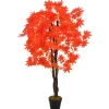 vidaXL Künstliche Pflanze Ahornbaum mit Topf Rot 120 cm