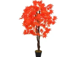 vidaXL Künstliche Pflanze Ahornbaum mit Topf Rot 120 cm