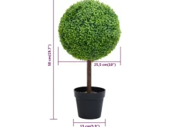 vidaXL Künstlicher Buchsbaum mit Topf Kugelform Grün 50 cm