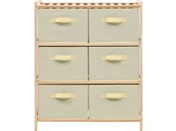 Sale vidaXL Korb-Kommode mit 6 Stoffkörben Zedernholz Beige
