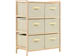 Sale vidaXL Korb-Kommode mit 6 Stoffkörben Zedernholz Beige