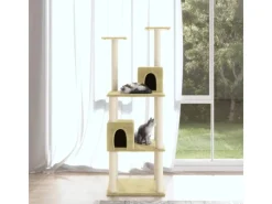vidaXL Kratzbaum mit Sisal-KratzSäulen Creme 141 cm Modell 1