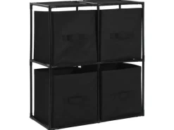 vidaXL Lagerschrank mit 4 Stoffkörben Schwarz 63×30×71 cm Stahl