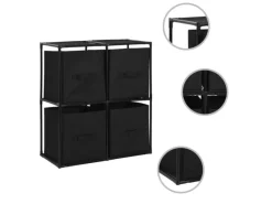 vidaXL Lagerschrank mit 4 Stoffkörben Schwarz 63×30×71 cm Stahl