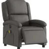 vidaXL Massagesessel Elektrisch Grau Echtleder