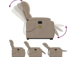 vidaXL Massagesessel mit Aufstehhilfe Taupe Mikrofasergewebe