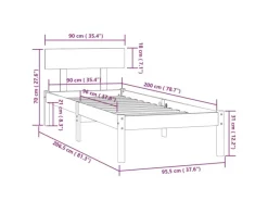 Outlet vidaXL Massivholzbett Kiefer 90x200 cm1135320