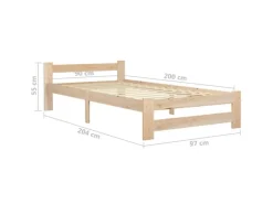 New vidaXL Massivholzbett Kiefer 90x200 cm649440