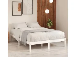 Outlet vidaXL Massivholzbett Weiß 135x190 cm 4FT6 Double1134989